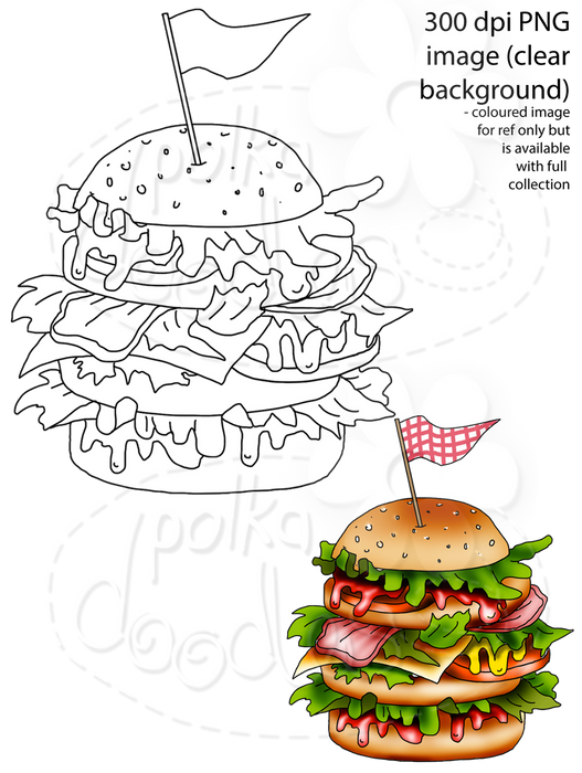 Burger Digital Stamp - Printable Crafting Digital Stamp Craft Scrapbooking Download