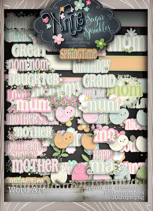 Winnie Sugar Sprinkles Word Art Bundle - Printable Crafting Digital Stamp Craft Scrapbooking Download