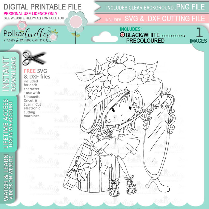 New Hat Easter Bonnet - Winnie Sugar Sprinkles Spring - Cute Printable Digital Stamp Card making Craft Download