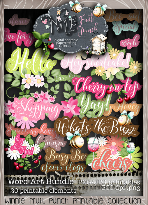 Winnie Fruit Punch Word Art Bundle