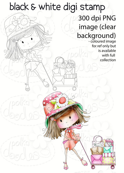 Busy Day Shopping - Winnie Fruit Punch Printable Digital Craft Stamp Download, digiscrap