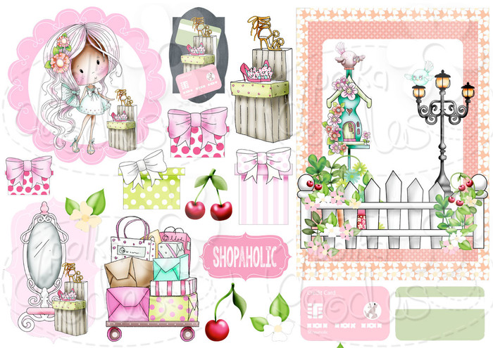 Shoes & Shopping - Winnie Fruit Punch Printable Digital Craft Stamp Download, digiscrap