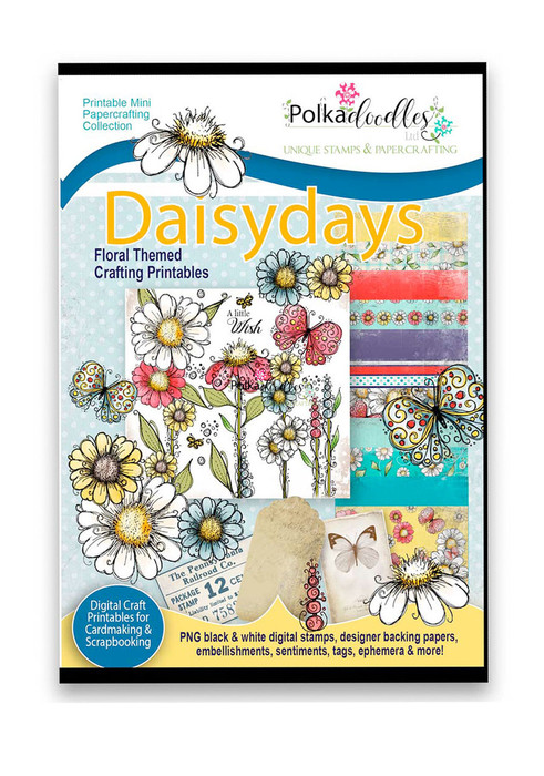 Daisy Days - beautiful flower floral botanical printable digital stamps and clipart for craft, card making junk journals
