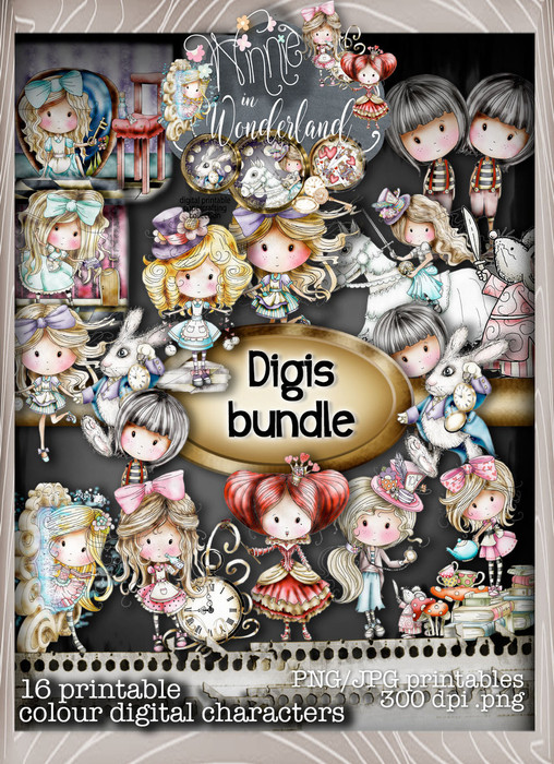 Winnie in Wonderland - (BIG KAHUNA DOWNLOAD) Printable Digital card/scrap collection