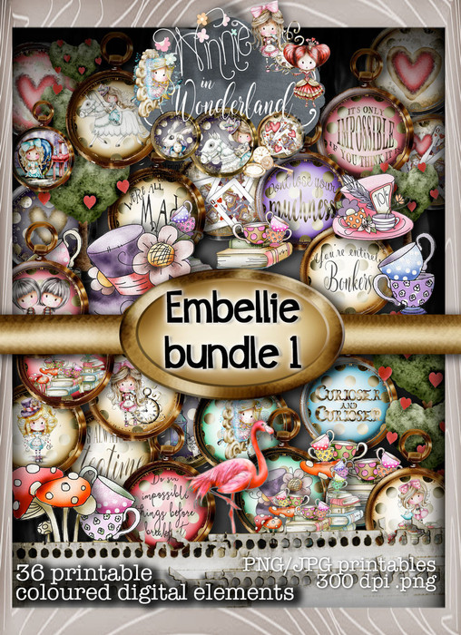 Winnie Wonderland Embellies 1&2 - Printable Digital download