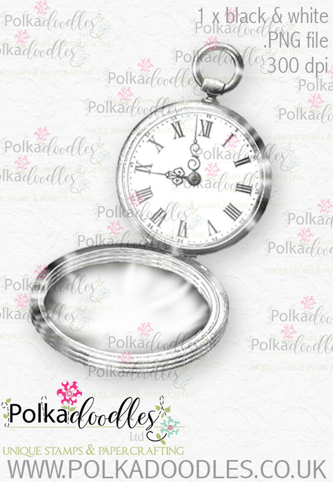 Winnie Wonderland pocket watch - Printable Digital stamp download