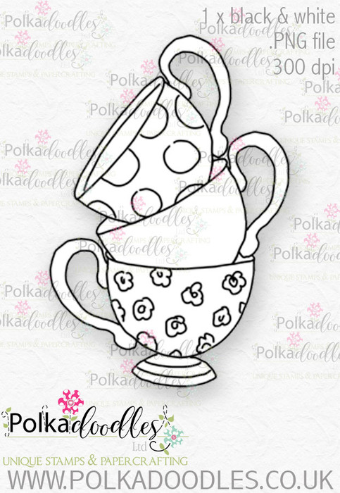 Winnie Wonderland Teacups - Printable Digital stamp download