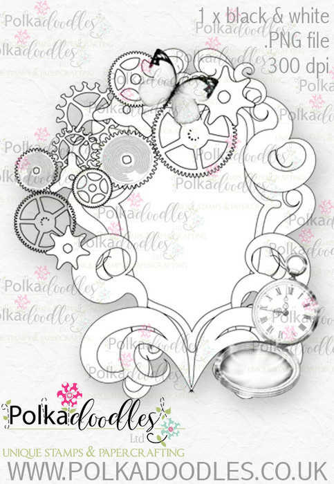 Winnie Wonderland Steampunk Mirror- Printable Digital stamp download