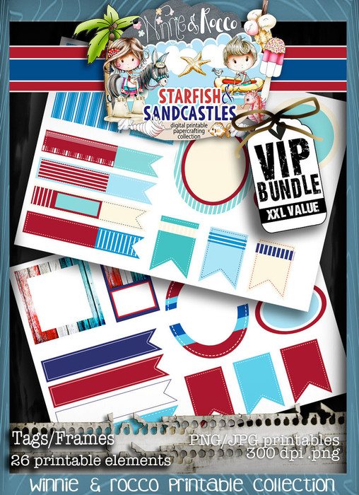 Winnie Starfish/Sandcastles - Tag sheets DOWNLOAD