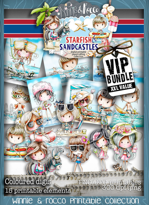 VIPXXL EDITION Winnie Starfish/Sandcastles Craft Printables - DOWNLOAD