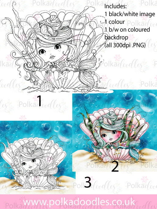 Meribelle Mermaid Pearl 3-for-2digital craft stamp download