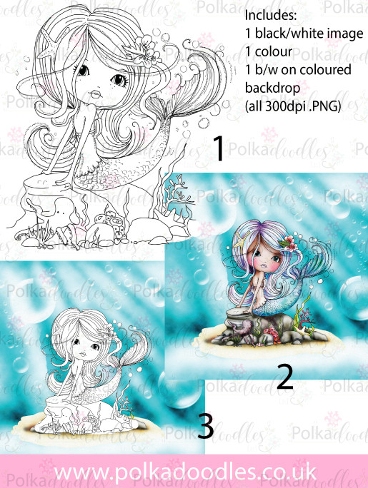Meribelle Mermaid Swishy Tail 3-for-2 digital craft stamp download