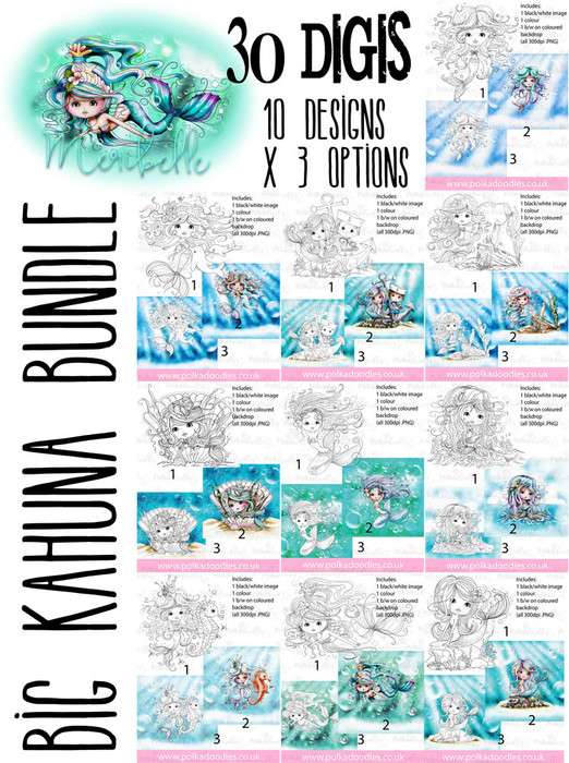 Meribelle Mermaid - 30 digital craft stamp download bundle