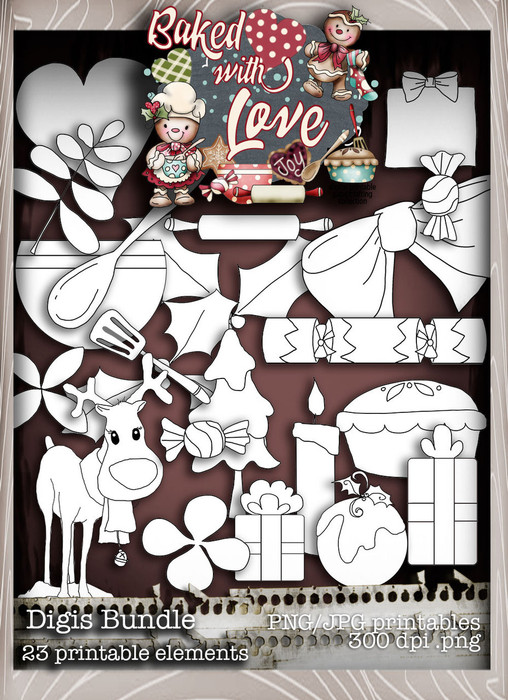 Baked With Love - Digis digital craft paper download