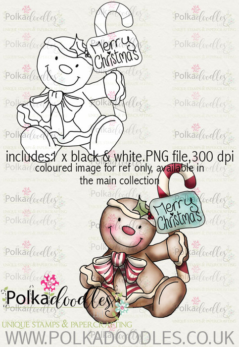 Baked With Love - Gingerbread man Merry Xmas digital craft download