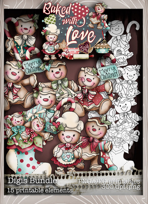 Baked With Love Gingerbread Characters and Digis