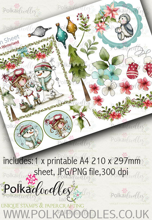 Winnie Winterland - Design Sheet 6 digital craft papers download