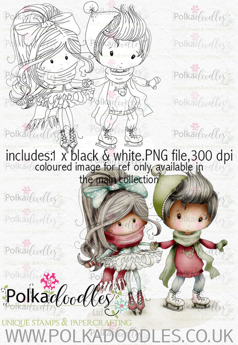 Winnie Winterland - Skating around digital craft stamp download