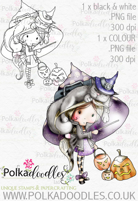 Winnie Trick or Treat Halloween Witch download 2 digital stamps