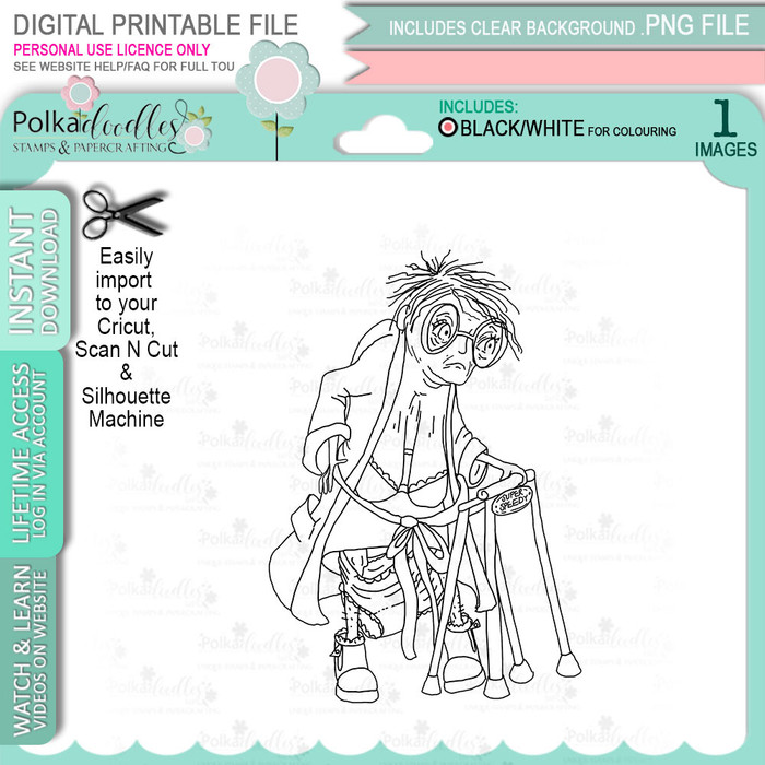 Zimmer Frame - Funny Old Bag Digital Stamp Download