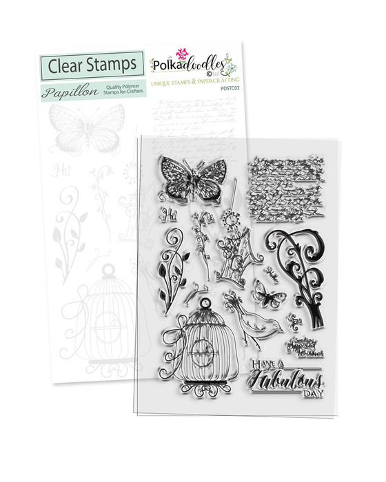 Belle Papillon A5 large Clear Stamp Set