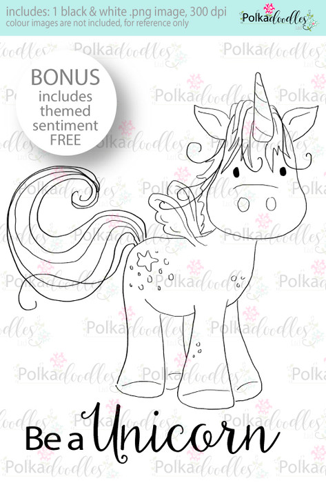 I am A Fluffy Unicorn Craft Digital stamp download with FREE Sentiment