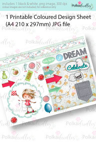Boy Flying a Kite. Coloured Card making Design Sheet - Winnie Special Moments...Craft printable download digital stamps/digi scrap kit