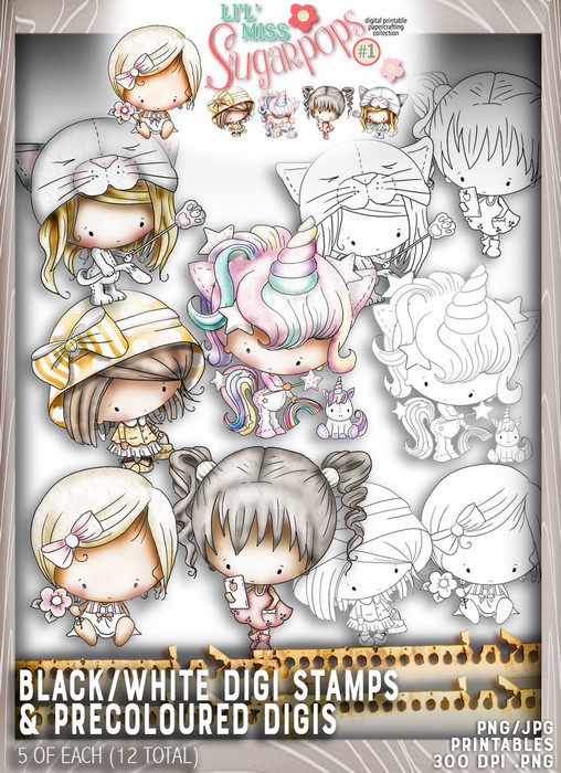 Lil Miss Sugarpops Kit 1 Digi stamps bundle...Craft printable download digital stamps/digi scrap kit