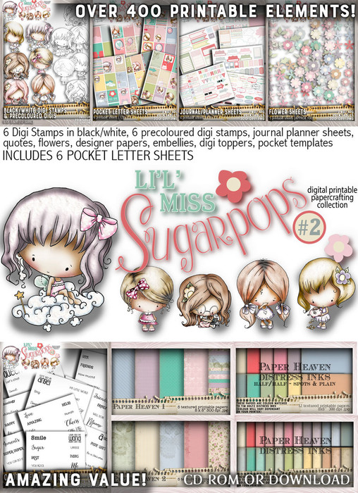 Lil Miss Sugarpops Kit 2 Big bundle...Craft printable download digital stamps/digi scrap kit