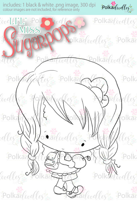 An Apple A Day/Teacher/School digi stamp - Lil Miss Sugarpops 3...Craft printable download digital stamps/digi scrap
