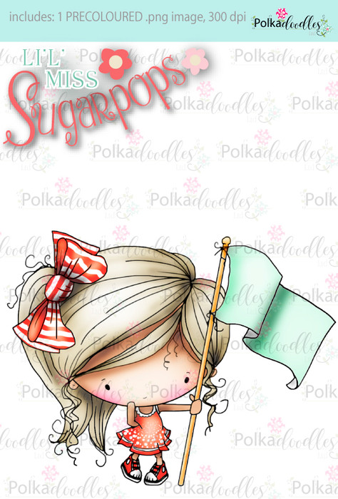 Flying the Flag/Banner/Marching PRECOLOURED digi stamp - Lil Miss Sugarpops 3 craft digi download