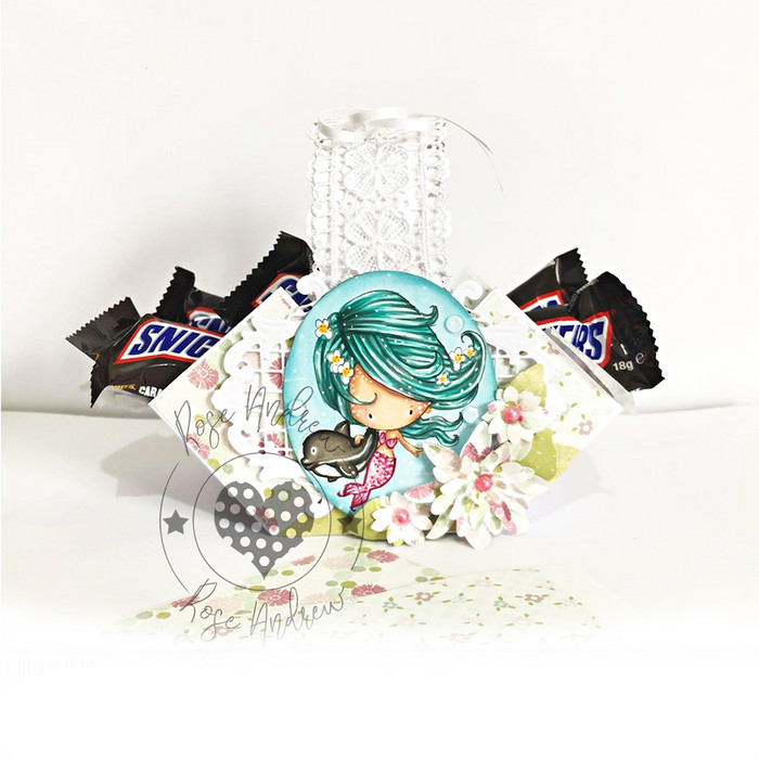 Lil Miss Mermaid dolphin digi stamp - Lil Miss Sugarpops 3 craft digi download