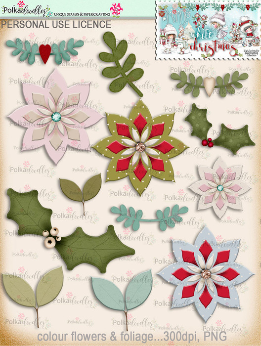 70+ Printable Embellishments - Winnie White Christmas...Craft printable download digital stamps/digi scrap
