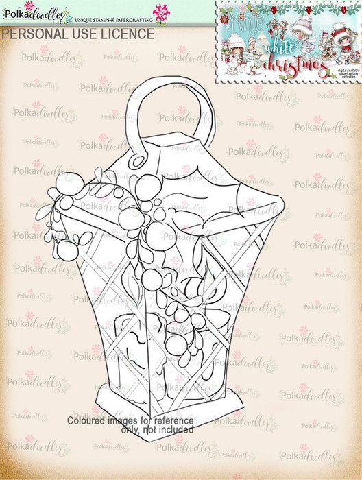 Holly Lantern Digital Stamp download - Winnie White Christmas printables...Craft printable download digital stamps/digi scrap