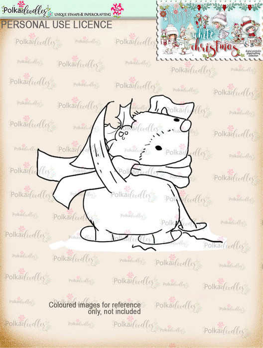 Snowdrift dog Digital Stamp download - Winnie White Christmas printables...Craft printable download digital stamps/digi scrap