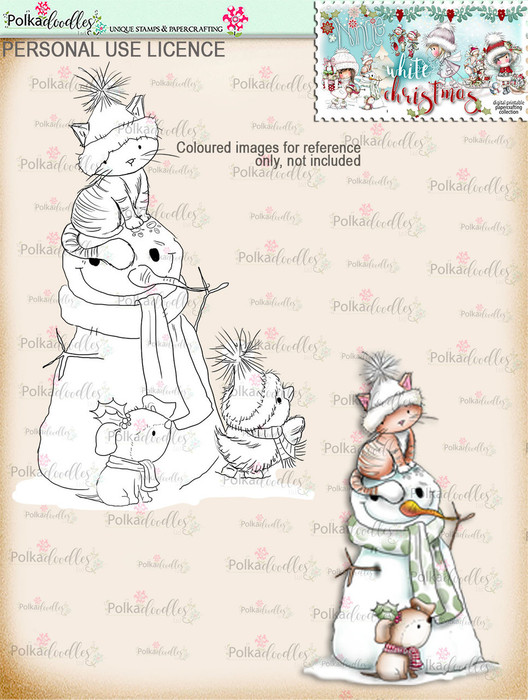Snowman & Friends Digital Stamp download - Winnie White Christmas printables...Craft printable download digital stamps/digi scrap