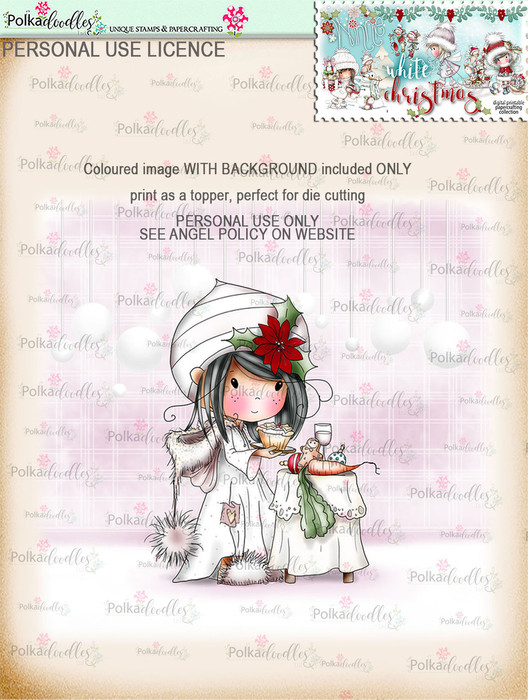 Mince Pies & Carrots  - Coloured Digital Stamp download. Winnie White Christmas printables.Craft printable download digital stamps/digi scrap