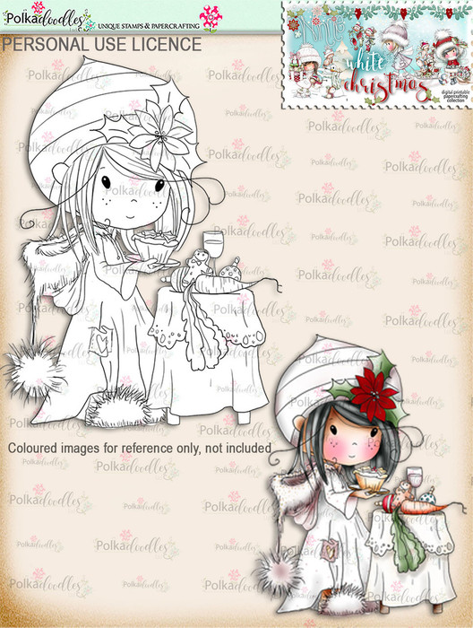 Leaving Mince Pies  - Digital Stamp download. Winnie White Christmas printables.Craft printable download digital stamps/digi scrap