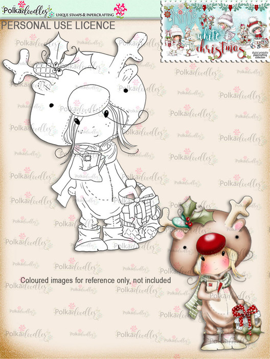 Rudolph Onesie  - Digital Stamp download. Winnie White Christmas printables.Craft printable download digital stamps/digi scrap