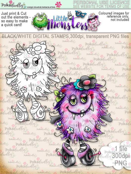 Little Monsters Wheelieshirl digi stamp download