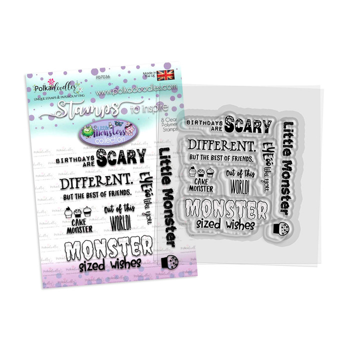 Scary messages - Little Monsters clear sentiment quotes card making craft scrapbooking stamp set