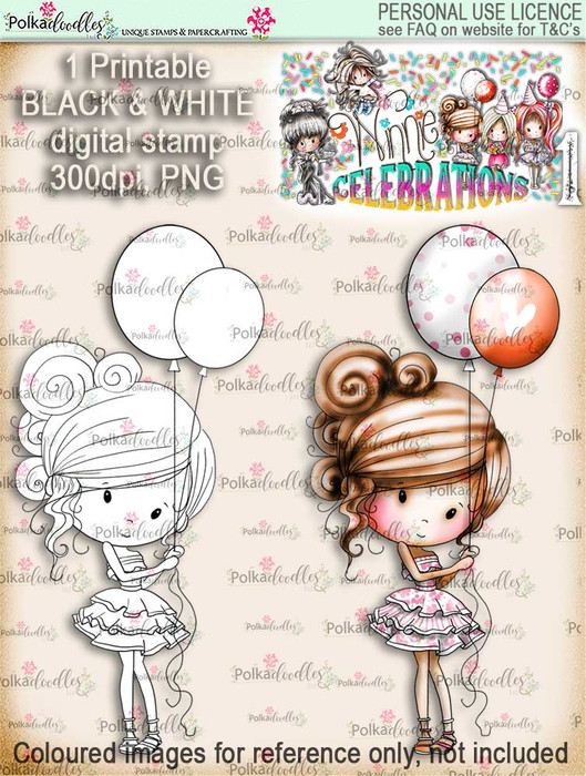 Winnie Celebrations 1... Party Time digi stamp printable download
