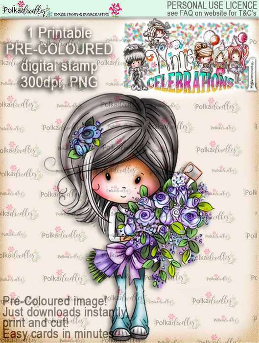 Winnie Celebrations 1... Big Bunch COLOUR digi stamp printable download