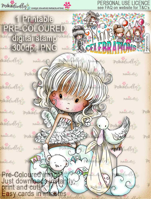 New Baby...COLOUR digi stamp printable download - Winnie Celebrations 1