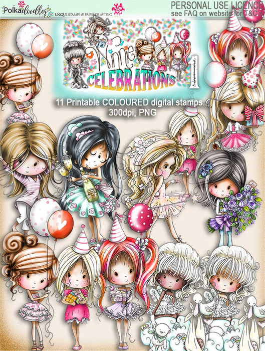 Winnie Celebrations 1...Top Banana bundle, mega value kit of digi stamps, papers, sentiments, banners & numbers printable downloads