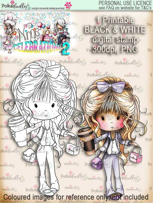 Winnie Celebrations 2...New Job black & white digi stamp printable download
