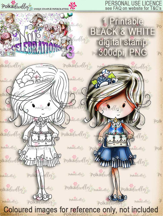 Winnie Celebrations 2...Baked You A Cake black & white digi stamp printable download