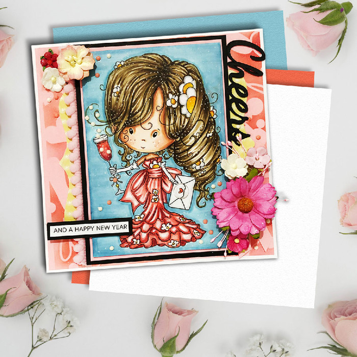 Celebrate in style with this super glam digital stamp! Black and white download only.