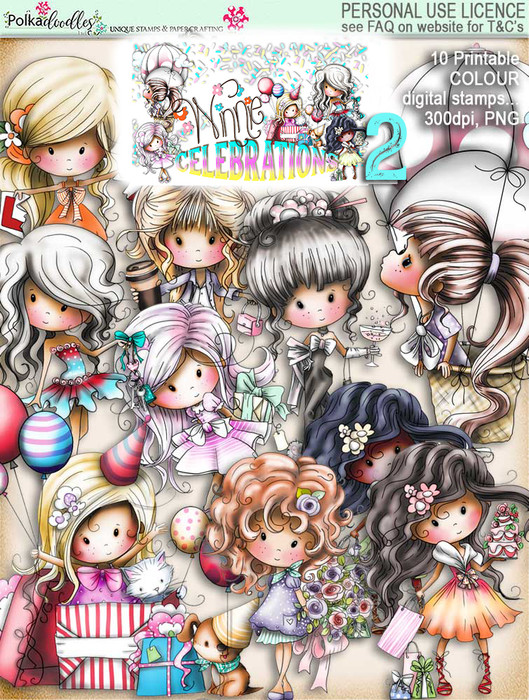 Winnie Celebrations 2...Top Banana bundle, mega value kit of digi stamps, papers, sentiments, banners & numbers printables on USB