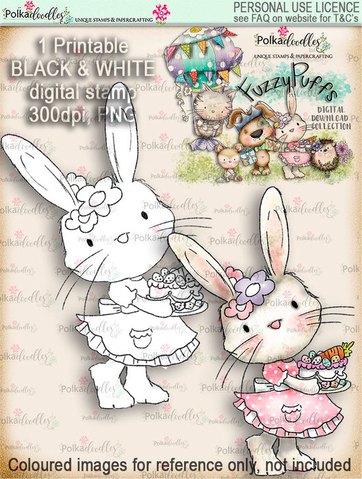 Bunnita Carrot Cake - Fuzzypuffs digi stamp printable download